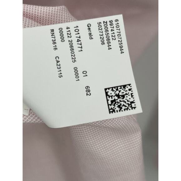 Hugo Boss Gerald Shirt Button Tiny Pink White Check Cotton Size 17 - Picture 9 of 10